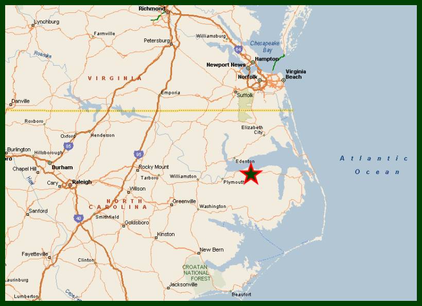 Map of Eastern North Carolina